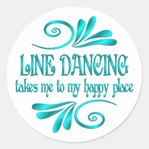 Line Dancing Happy Place Classic Round Sticker