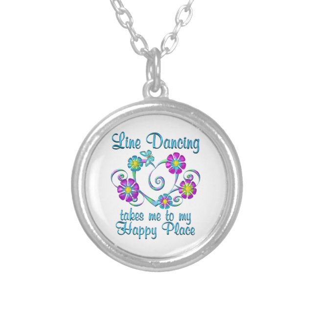 Line Dancing Happy Place Silver Plated Necklace (Front)