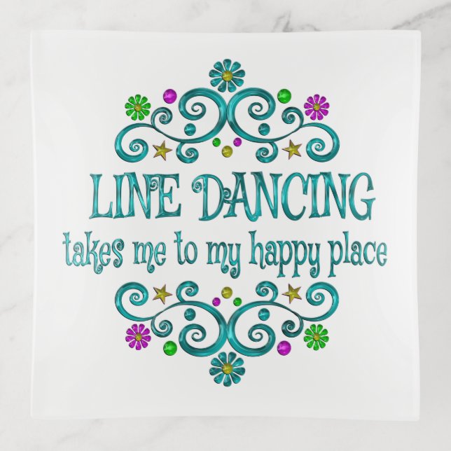 Line Dancing Happy Place Trinket Tray (Front)