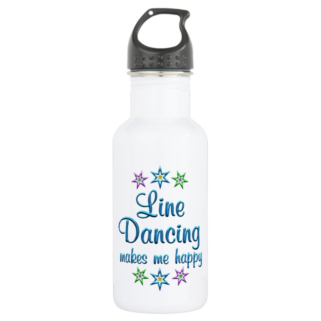Line Dancing Happy Stainless Steel Water Bottle (Front)