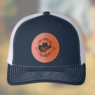 Line Dancing Is My Therapy Funny Dance  Leather Patch Hat