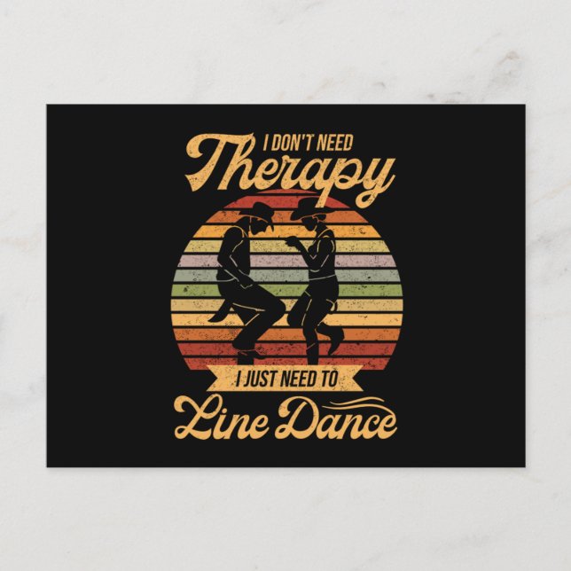 Line Dancing Is My Therapy Retro Line Dancer Gift Postcard (Front)