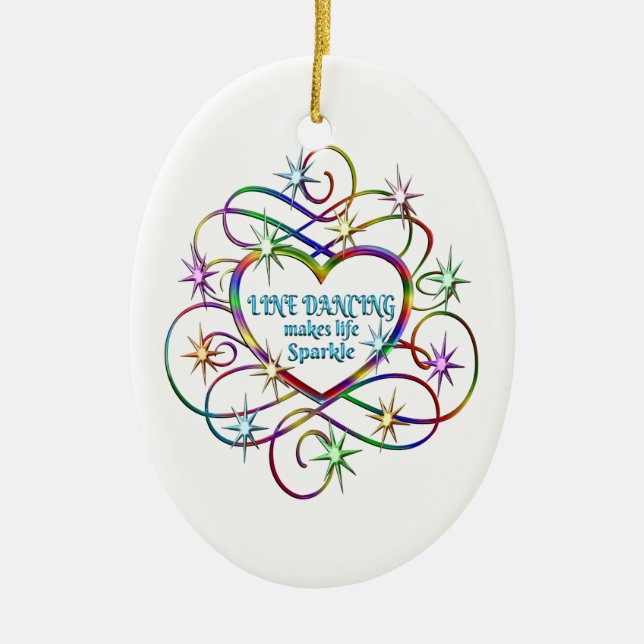 Line Dancing Makes Life Sparkle Ceramic Ornament (Front)