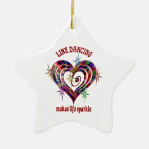 Line Dancing Sparkles Ceramic Ornament