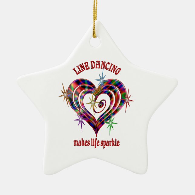 Line Dancing Sparkles Ceramic Ornament (Front)