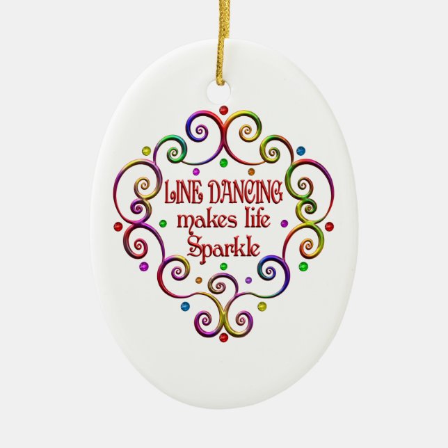 Line Dancing Sparkles Ceramic Ornament (Front)