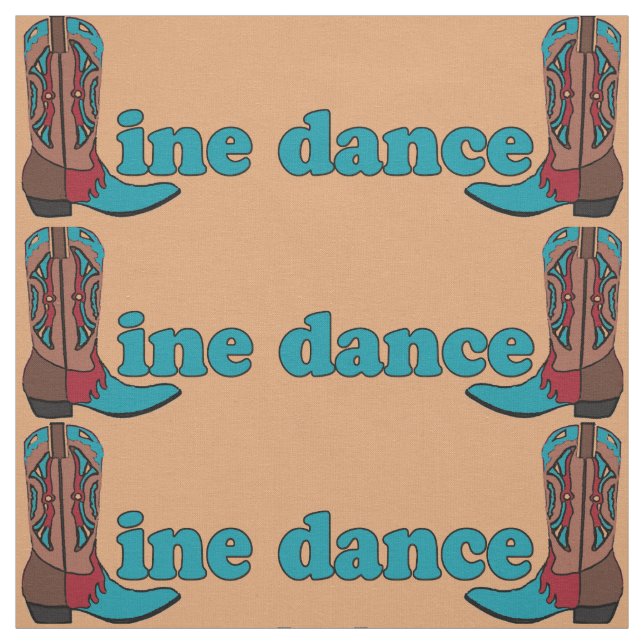 Line Dancing Western Cowboy Boots And Text Fabric (Swatch)