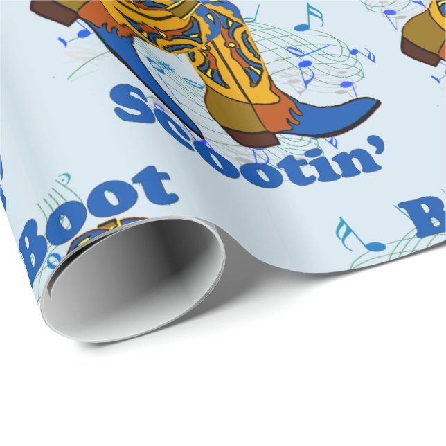 Line Dancing Western Cowboy Boots Boot Scootin' Wrapping Paper (Roll Corner)