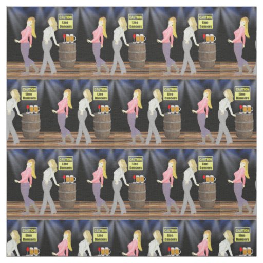 Line Dancing Women With Caution Sign 2.4" Square Fabric