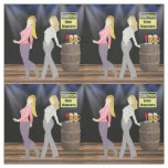 Line Dancing Women With Caution Sign 4.5" Square Fabric