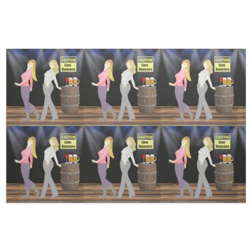 Line Dancing Women With Caution Sign 9" Square Fabric