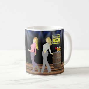 Line Dancing Women With Caution Sign Coffee Mug
