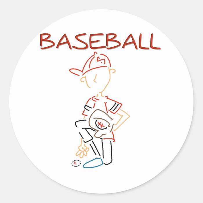 Line Drawing Baseball Stickers