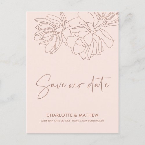 LINE DRAWING DESERT CACTI SUCCULENT SAVE THE DATE ANNOUNCEMENT POSTCARD