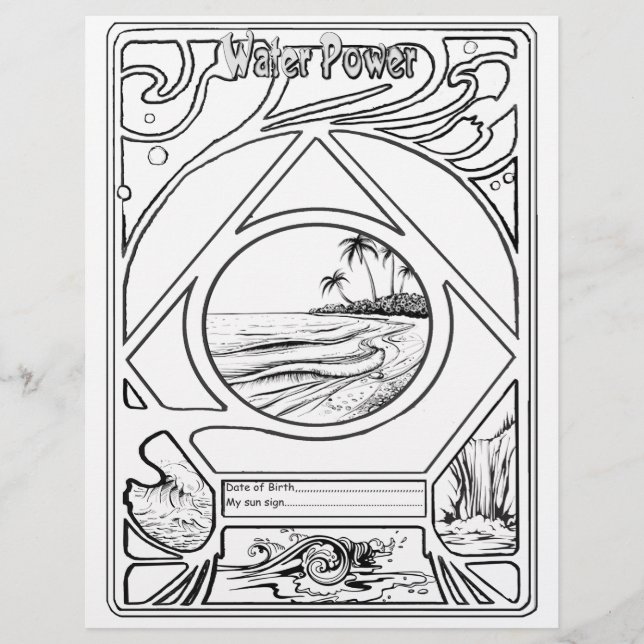 Line drawing design water card (Front)