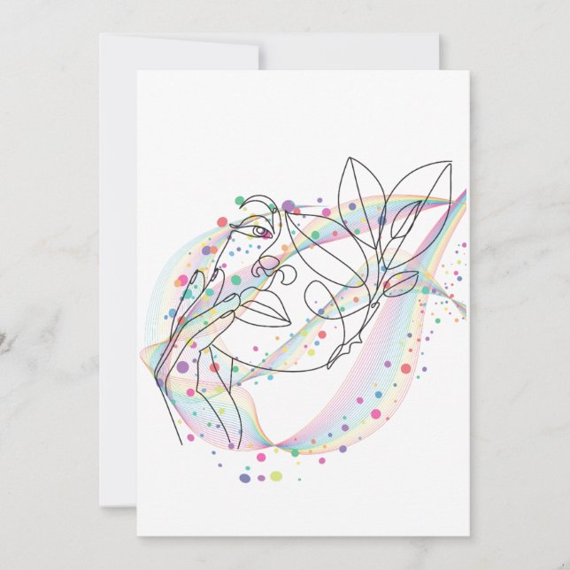 Line drawing face design simple arty design  invitation (Front)