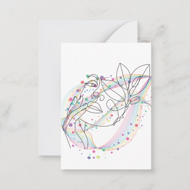 Line drawing face design simple arty design  note card (Front)