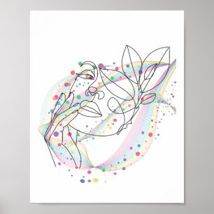 Line drawing face design simple arty design  poster