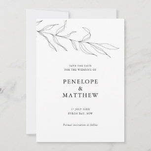 Line Drawing Foliage Leaf Wedding Invitation