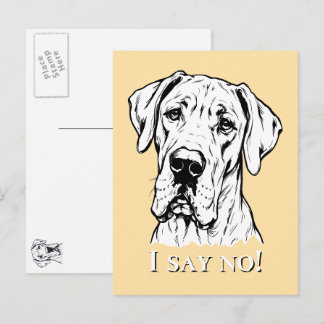 Line Drawing Great Dane Portrait Postcard