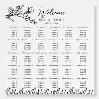 line drawing minimalist 30 table seating chart foam board