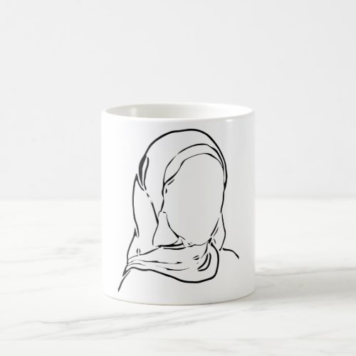 Line Drawing Muslim Girl Hijab Arab Woman Isolated Coffee Mug