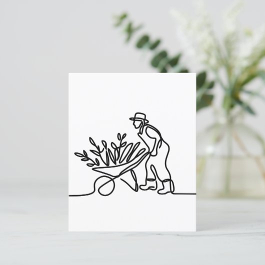 line drawing of a farmer or gardener (Standing Front)