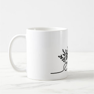 line drawing of a farmer or gardener coffee mug