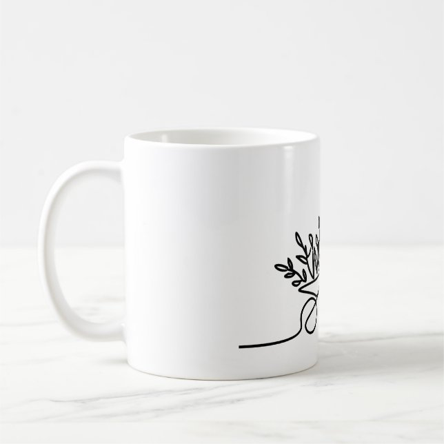 line drawing of a farmer or gardener coffee mug (Left)