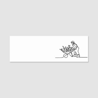 line drawing of a farmer or gardener name tag