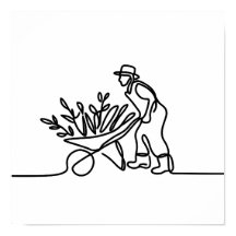 line drawing of a farmer or gardener