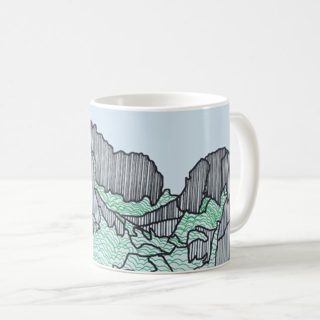 Line Drawing Rocks Mountains Rock Mugs (Front Right)