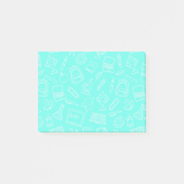 Line Drawing School Supplies Pattern Post-it Notes (Front)