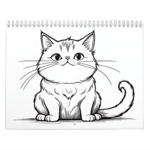 Line Drawings of Cats and Dogs Calendar