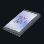 Line Drawn Blue Purple Butterly Holographic Trifold Wallet<br><div class="desc">An elegant line-drawn butterfly on blue and purple holographic background. Your name is below in a trendy font.</div>