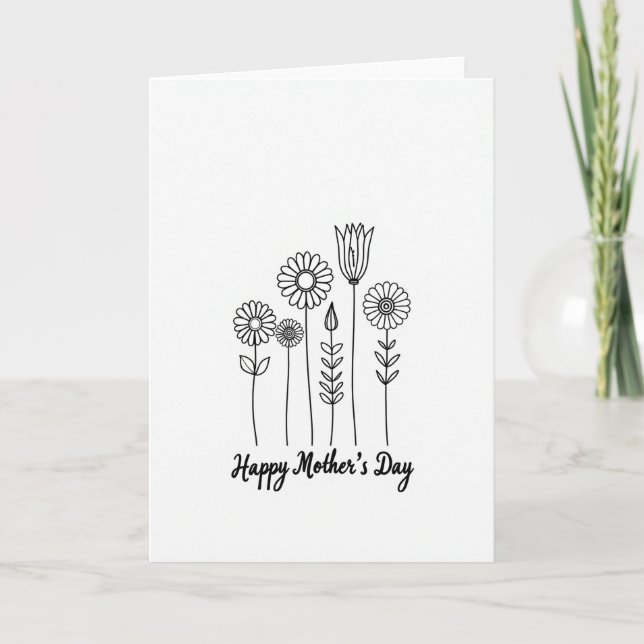 Line Drawn Floral Art Card (Front)