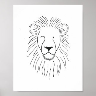 Line drawn Lion Poster