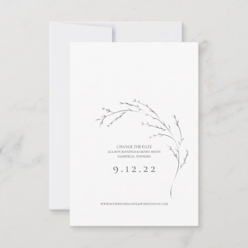 Line Drawn Minimal Change the Date Wedding Card