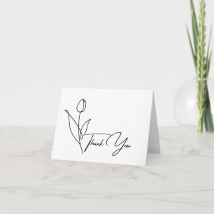 Line Drawn Minimalist Tulip Letterpress Thank You Card