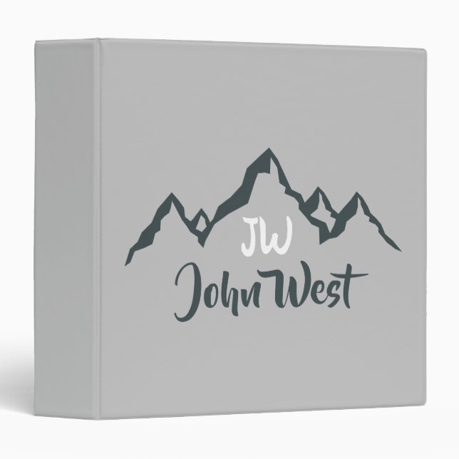 Line drawn mountain range personalizable monogram 3 ring binder (Front/Spine)