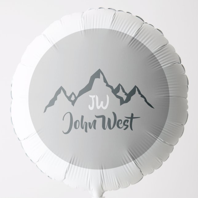 Line drawn mountain range personalizable monogram balloon (Front)