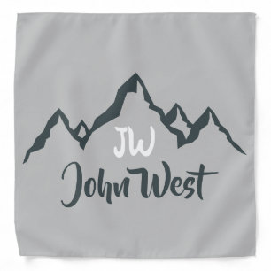Line drawn mountain range personalizable monogram bandana
