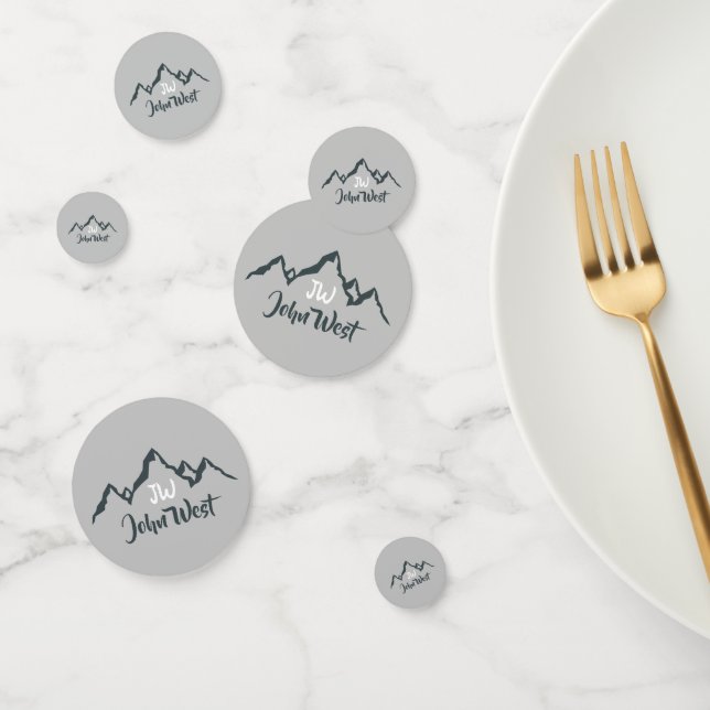 Line drawn mountain range personalizable monogram confetti (Group)