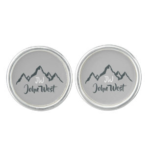 Line drawn mountain range personalizable monogram cufflinks