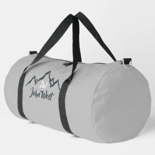 Line drawn mountain range personalizable monogram duffle bag