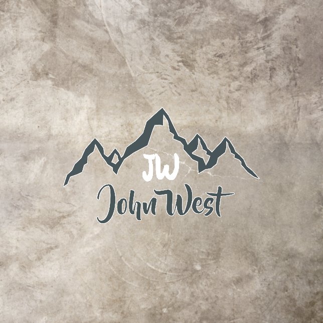 Line drawn mountain range personalizable monogram floor decals (Insitu)