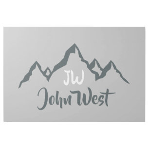 Line drawn mountain range personalizable monogram gallery wrap
