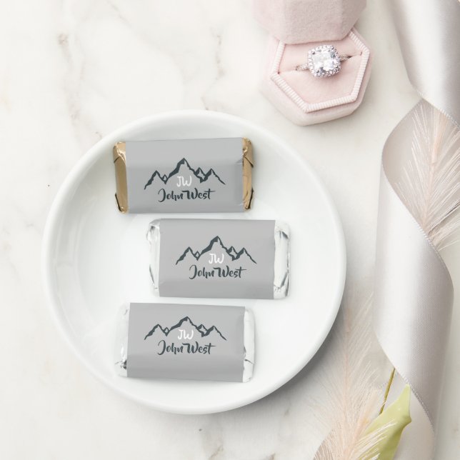 Line drawn mountain range personalizable monogram hershey's miniatures (Wedding)