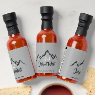 Line drawn mountain range personalizable monogram hot sauces