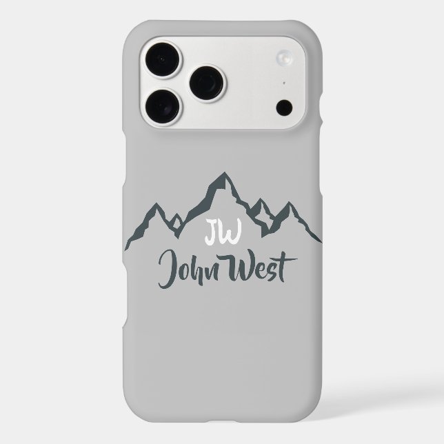 Line drawn mountain range personalizable monogram  iPhone case (Back)
